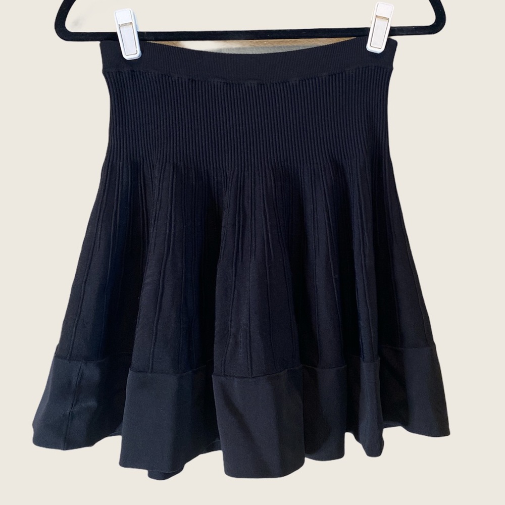 A.L.C. Black Ribbed Flare Skirt
